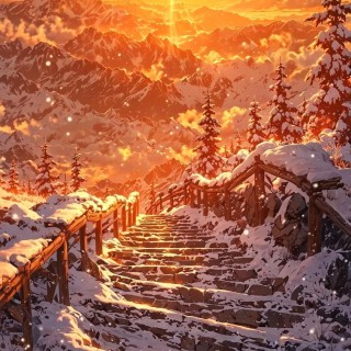 sunset-snowpath-mountain-glow